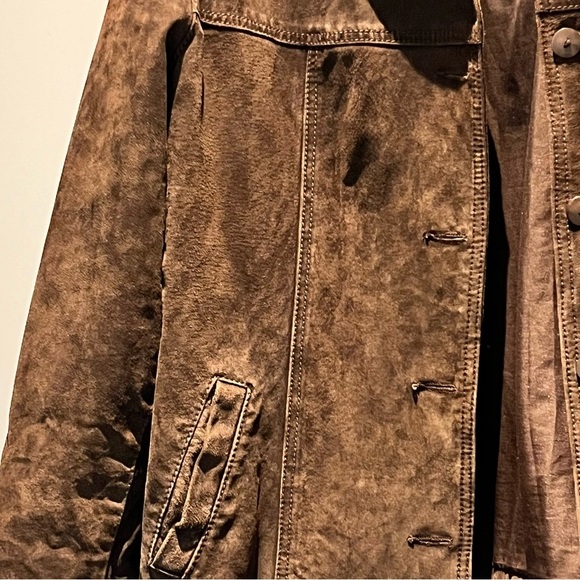 Vintage unisex genuine suede chocolate brown jacket - Picture 4 of 7